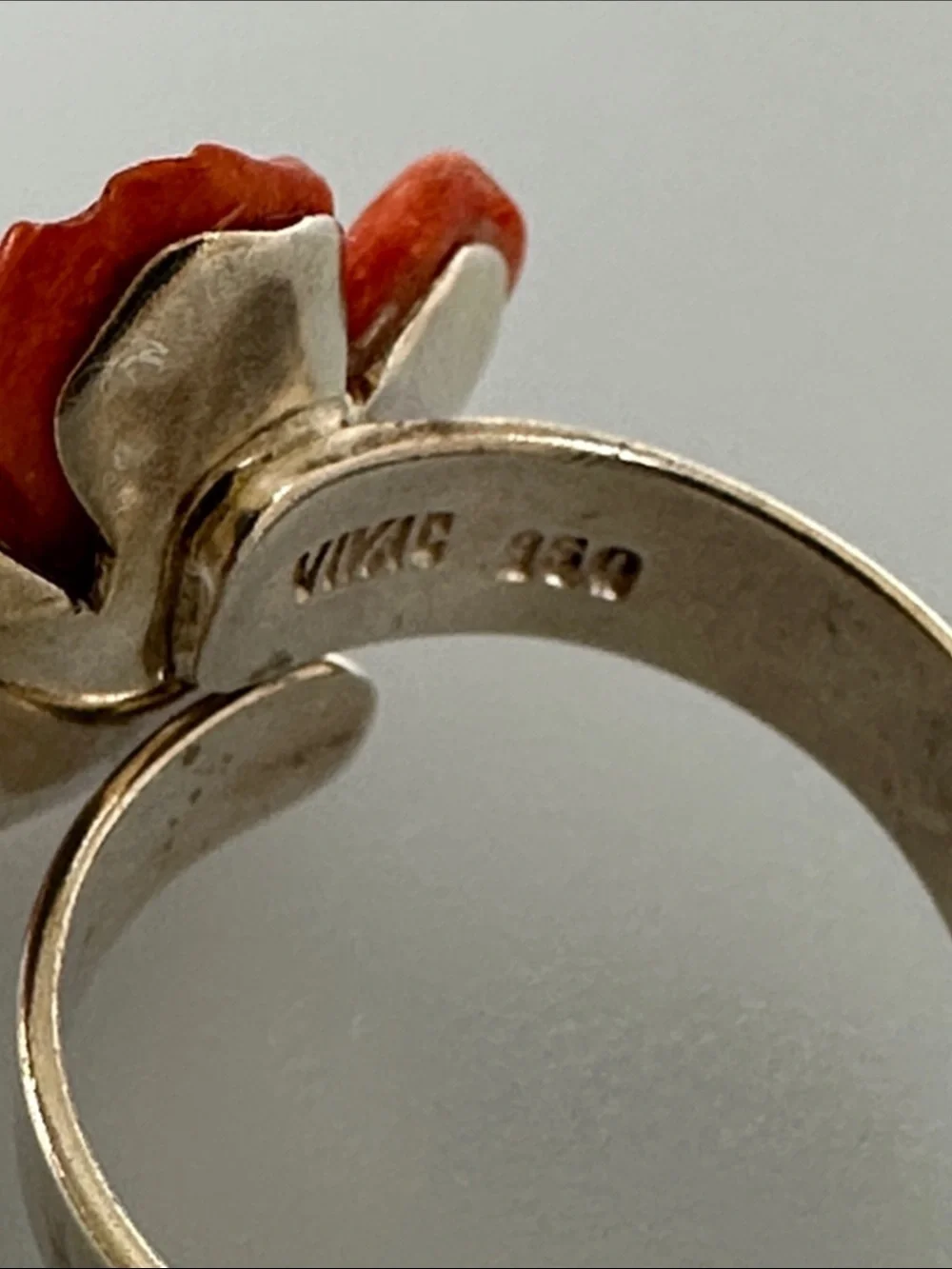 VIVAC 925 Sterling Silver Handcrafted Coral Flower Ring​​